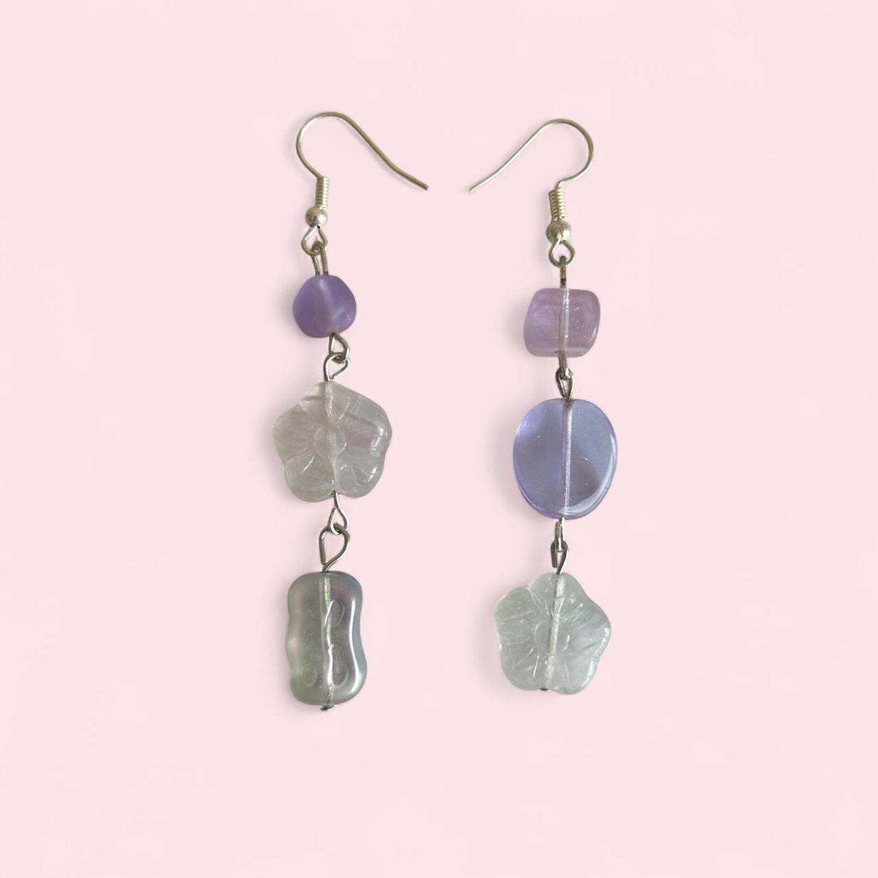 Purple glass bead earrings  image 0