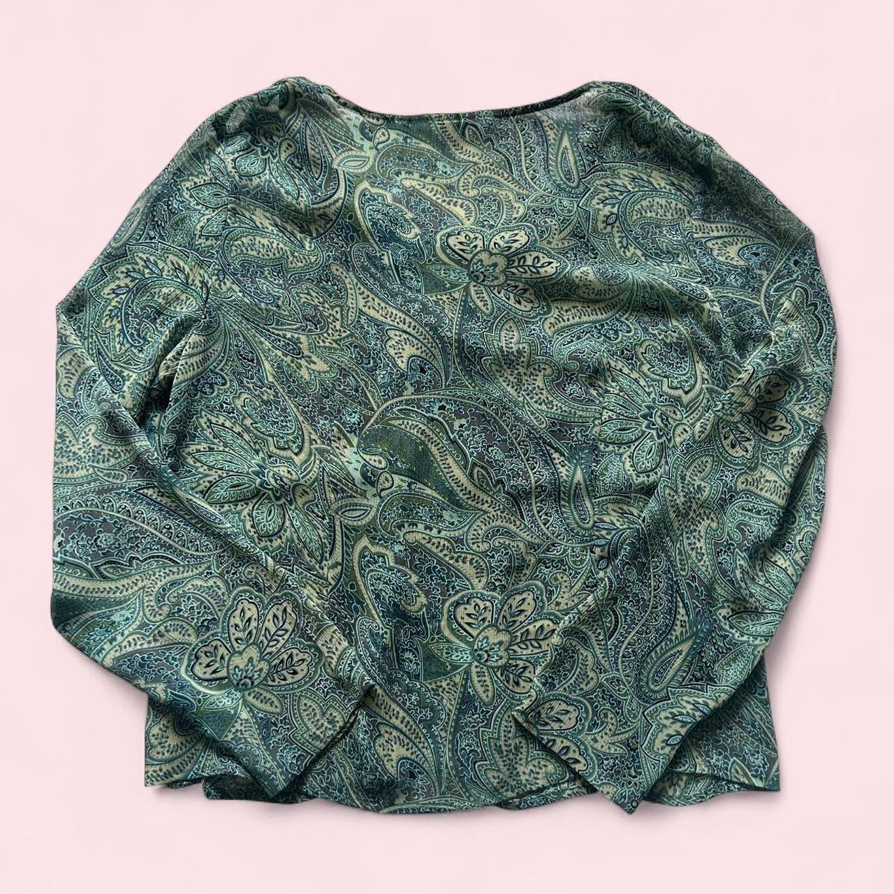 Green mesh long sleeve top  image 2