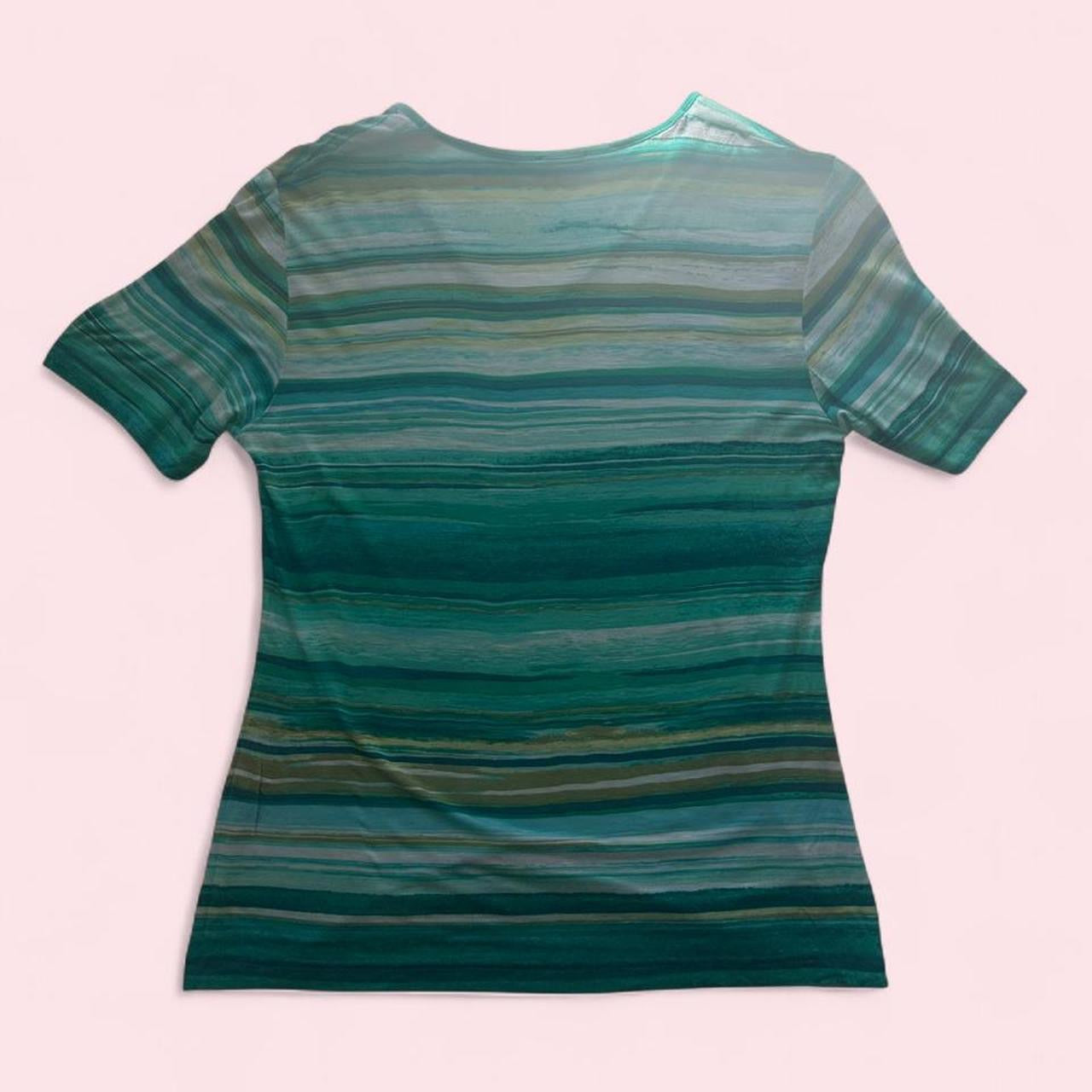 Blue and green striped t-shirt