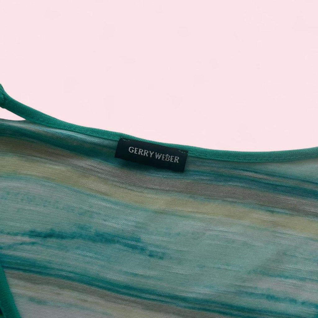 Blue and green striped t-shirt