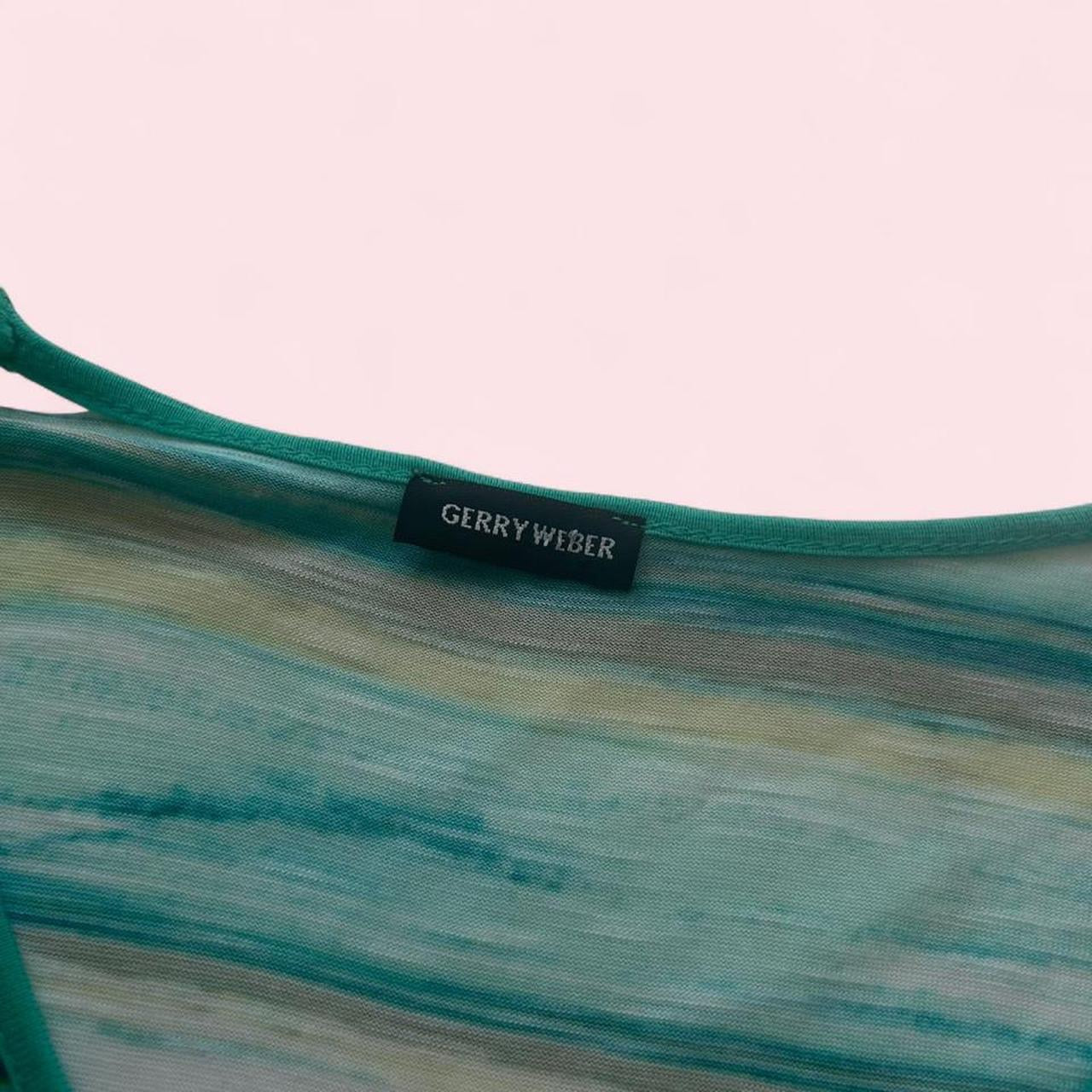 Blue and green striped t-shirt