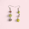 Pink and green glass bead earrings  image 0