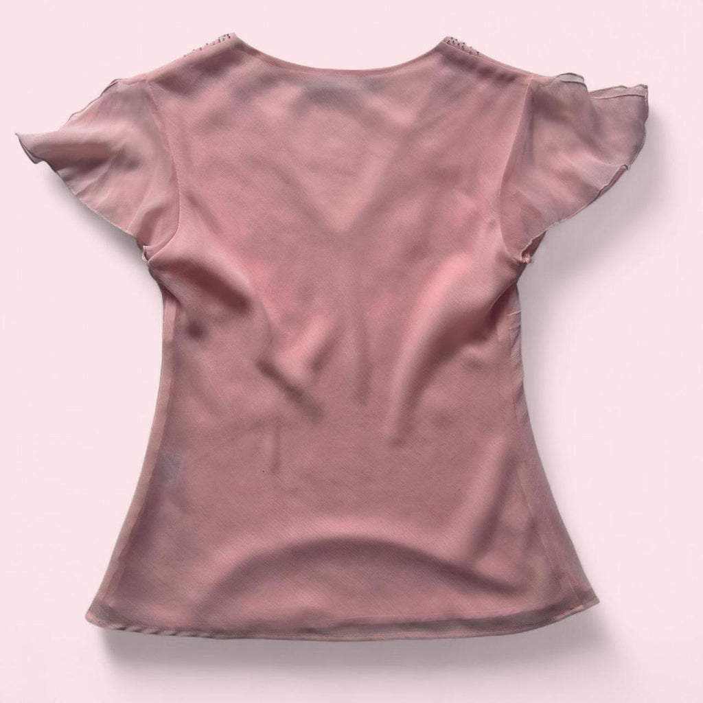 Pink v neck mesh top  image 4