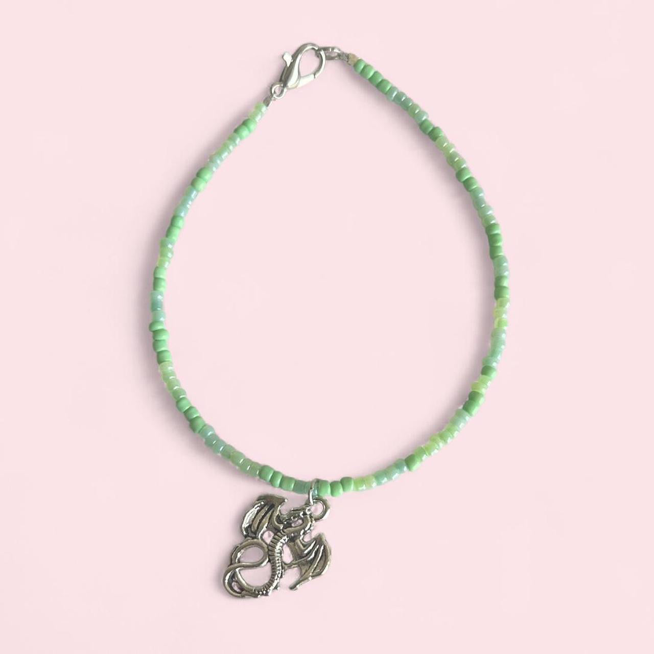 Green dragon beaded bracelet image 0