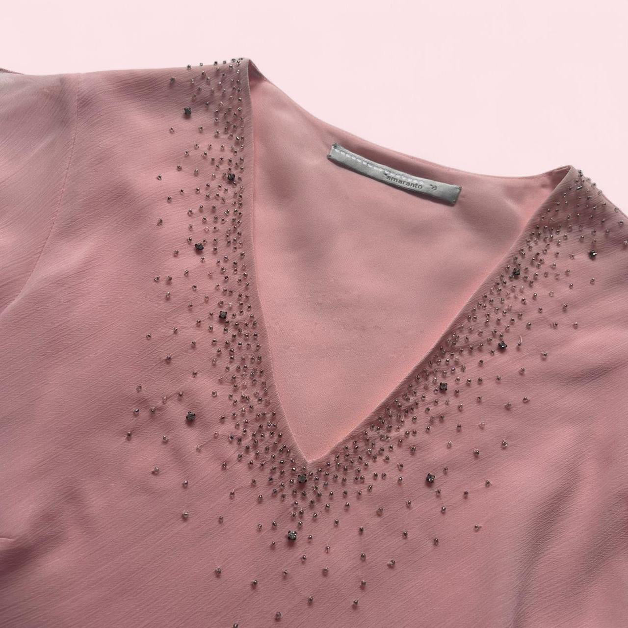 Pink v neck mesh top  image 3
