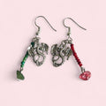 Green and red dragon earrings  image 0