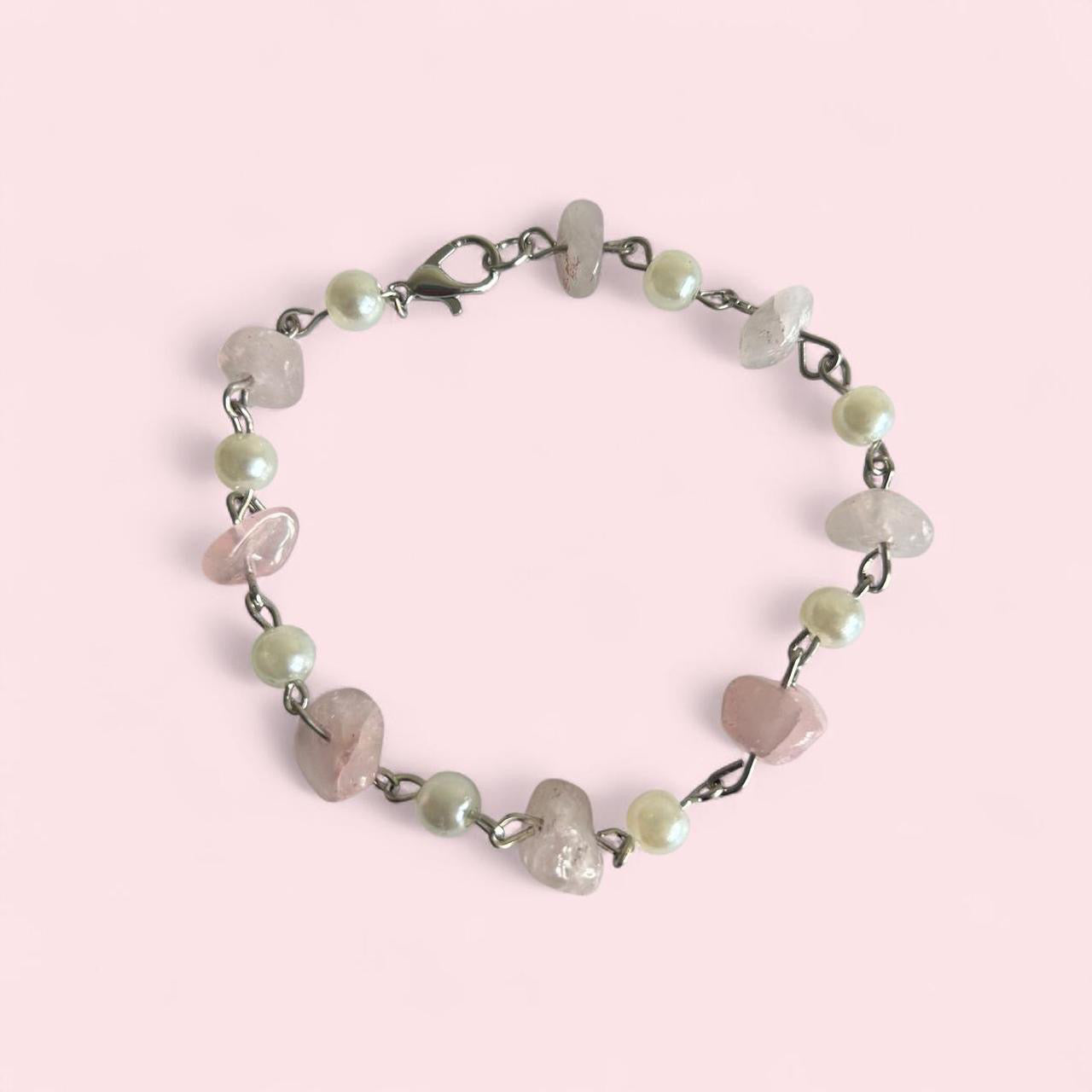 Pink crystal and pearl bracelet  image 0