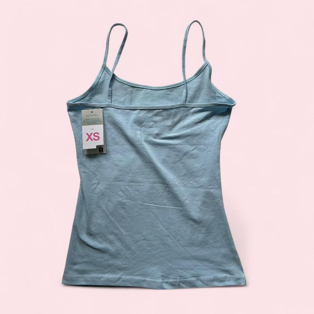 Blue embroidered bow cami