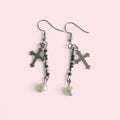 Black and white cross earrings  image 0