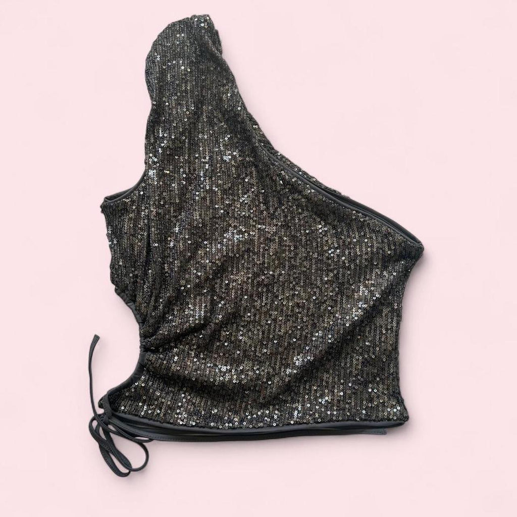Off shoulder sequin top