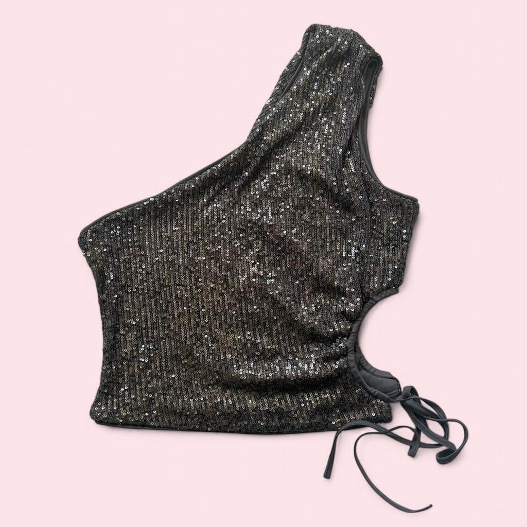 Off shoulder sequin top