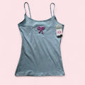 Blue embroidered bow cami