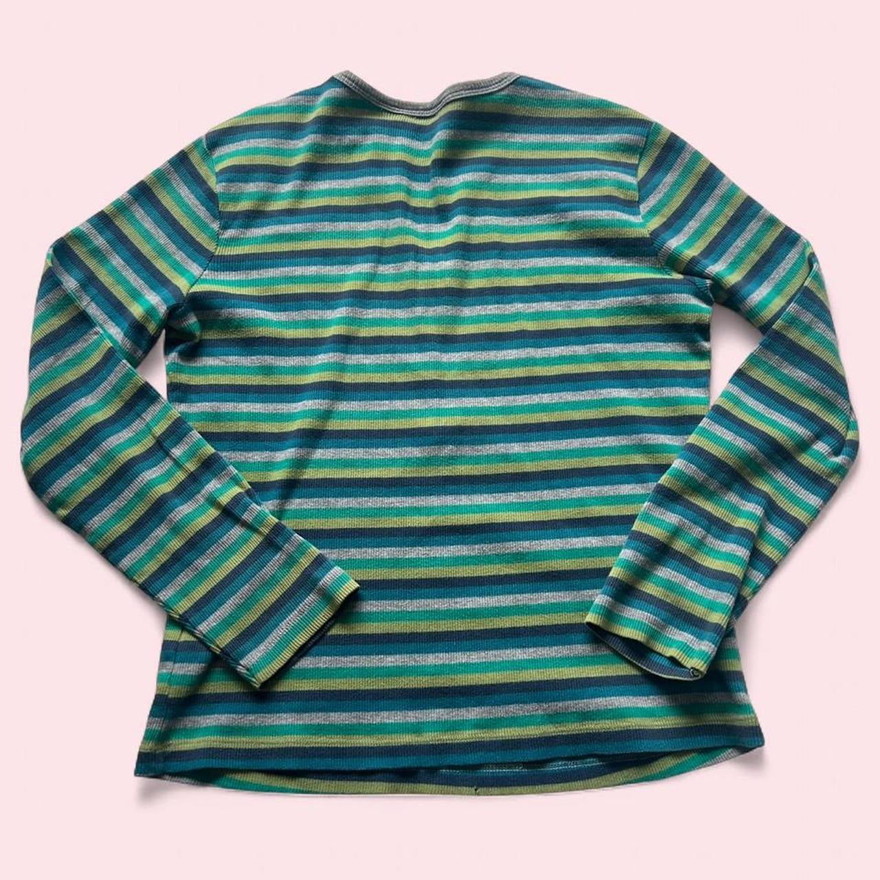 Green and blue striped top