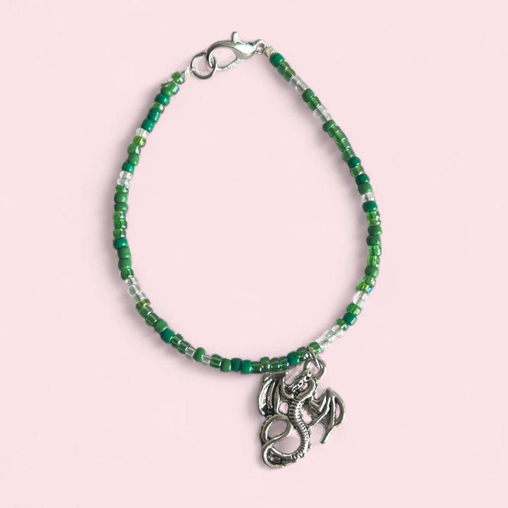 Green dragon beaded bracelet image 0