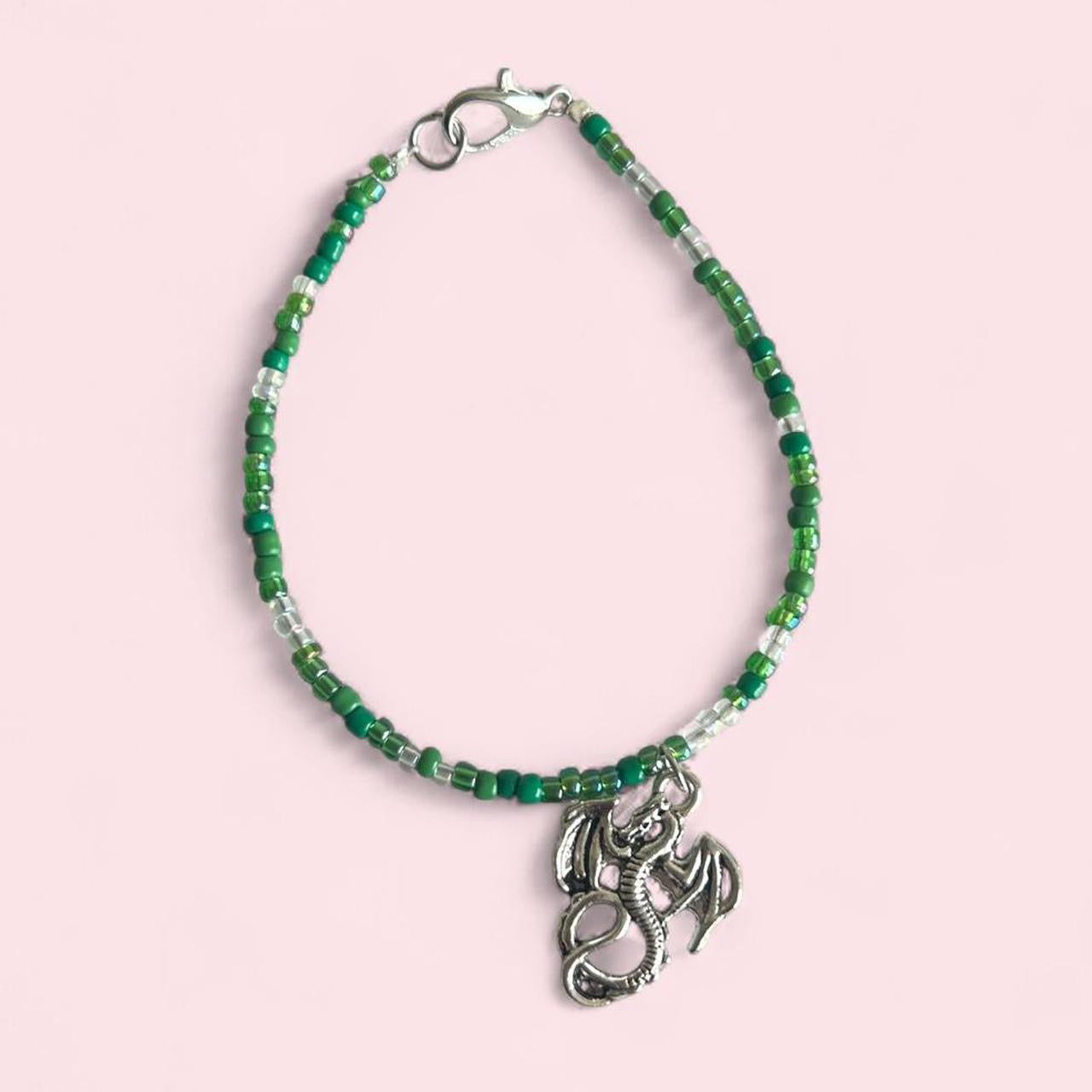 Green dragon beaded bracelet image 0